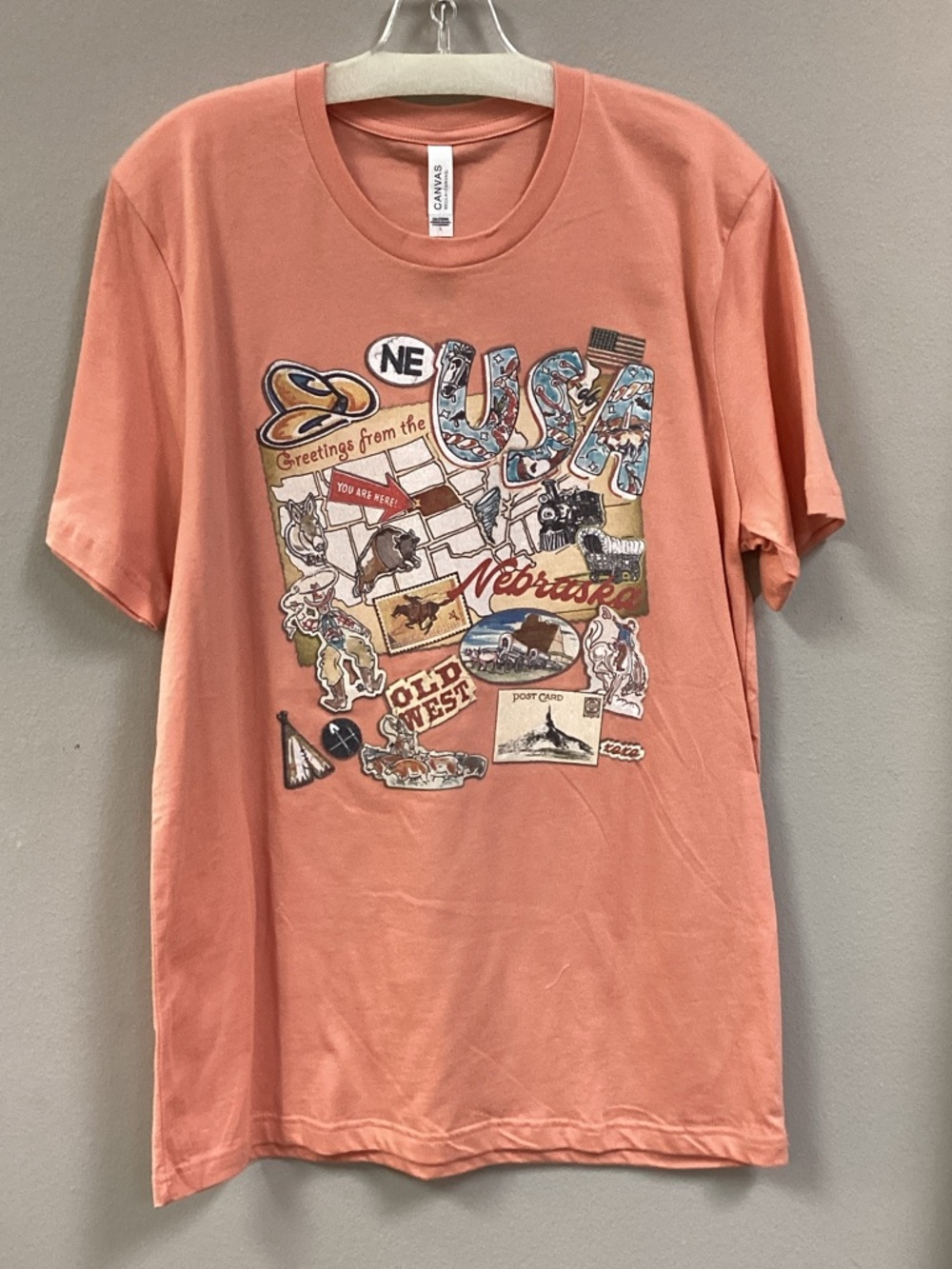 Bella Canvas USA Nebraska Graphic Short Sleeve Tee - Coral